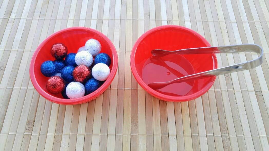 Fourth of July Tonging Activity, Fine Motor Skills, Montessori Work for Kids, Gift for Kids, Montessori Classroom, Teacher Resources