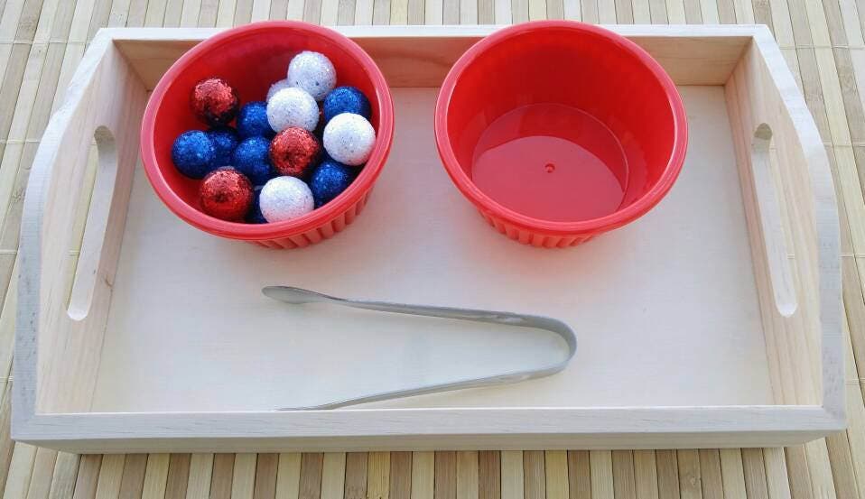 Fourth of July Tonging Activity, Fine Motor Skills, Montessori Work for Kids, Gift for Kids, Montessori Classroom, Teacher Resources