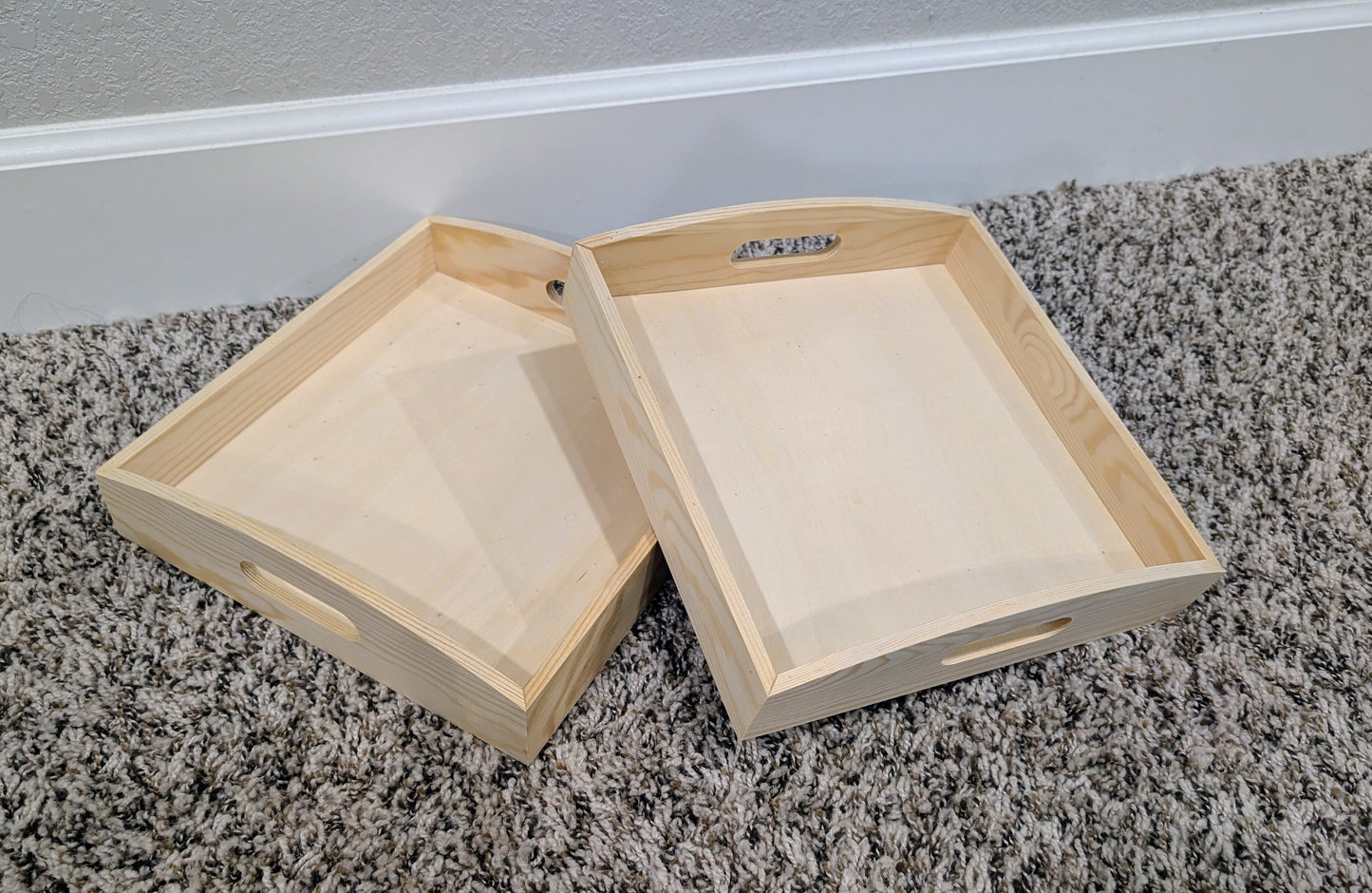 Square Wooden Tray with Handles