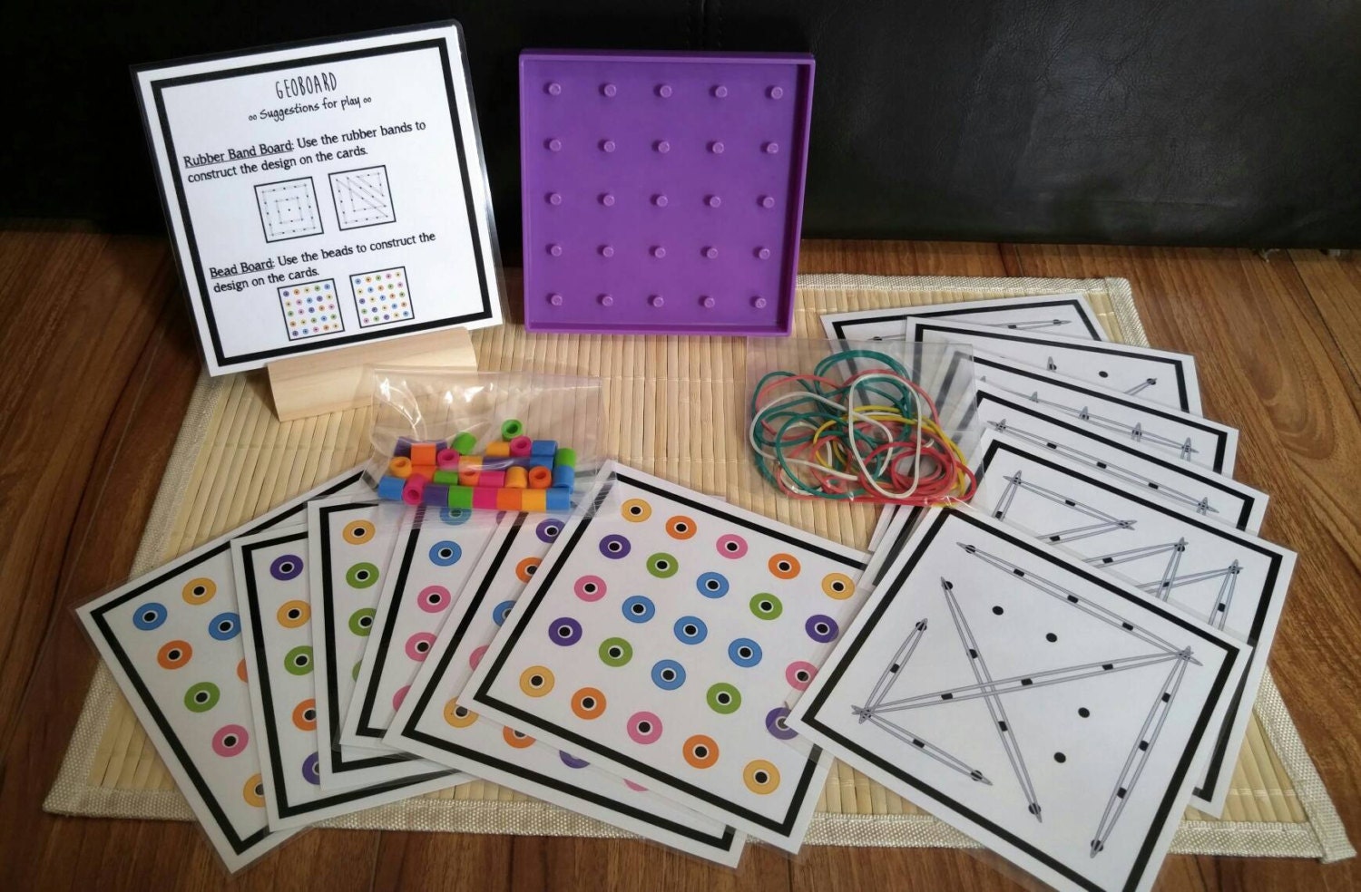 2 in 1 Geoboard Busy Bag, Game for Kids, Fine Motor Skills, Gift for Kids, Teacher Resources