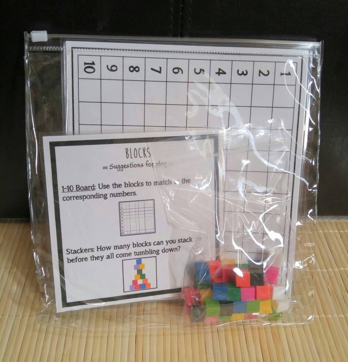 2 in 1 Blocks Busy Bag, Math Busy Bag, Game For Kids, Fine Motor Skills, Gift for Kids, Teacher Resources