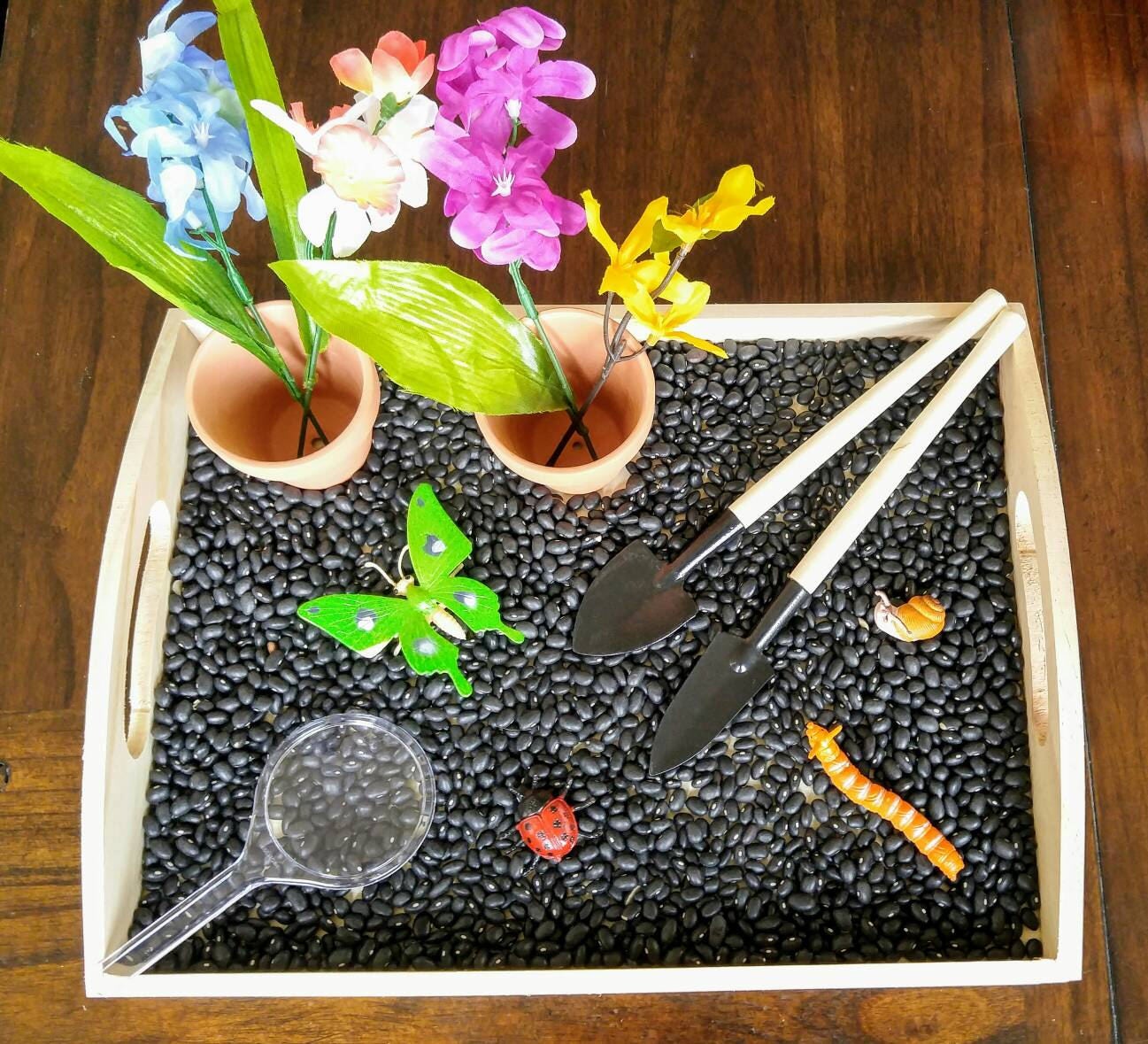 Gardening/Spring Sensory Box, Spooning Activity, Fine Motor Skills, Gift for Kids, Montessori, Classroom Activity, Teacher Resources