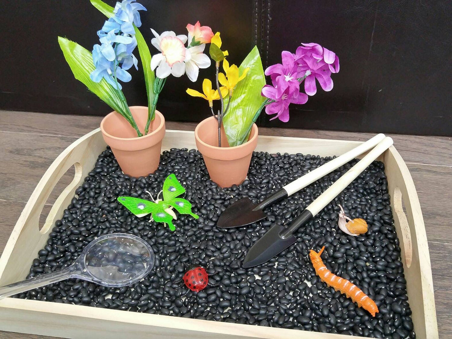 Gardening/Spring Sensory Box, Spooning Activity, Fine Motor Skills, Gift for Kids, Montessori, Classroom Activity, Teacher Resources