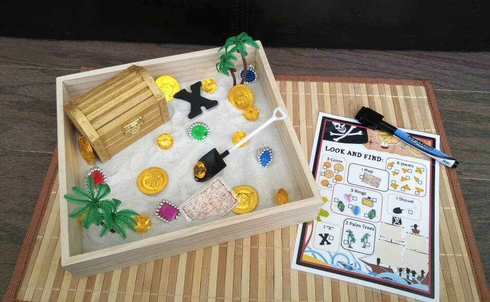 Pirate/Treasure Box Sensory Box, Spooning Activity, Fine Motor Skills, Gift for Kids, Montessori, Classroom Activity, Teacher Resources