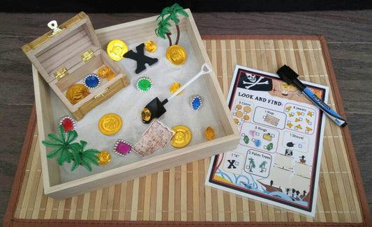 Pirate/Treasure Box Sensory Box, Spooning Activity, Fine Motor Skills, Gift for Kids, Montessori, Classroom Activity, Teacher Resources