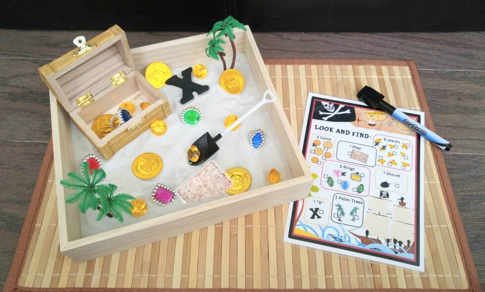 Pirate/Treasure Box Sensory Box, Spooning Activity, Fine Motor Skills, Gift for Kids, Montessori, Classroom Activity, Teacher Resources