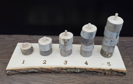 Natural Wood Counting 1-5, Fine Motor Skills, Gift for Kids, Montessori Classroom, Reggio Emilia, Waldorf, Teacher Resources