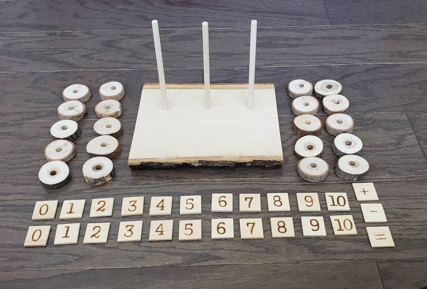 Wooden Math Set 1-10, Addition & Subtraction, Fine Motor, Gift for Kids, Montessori Classroom, Reggio Emilia, Waldorf, Teacher Resources