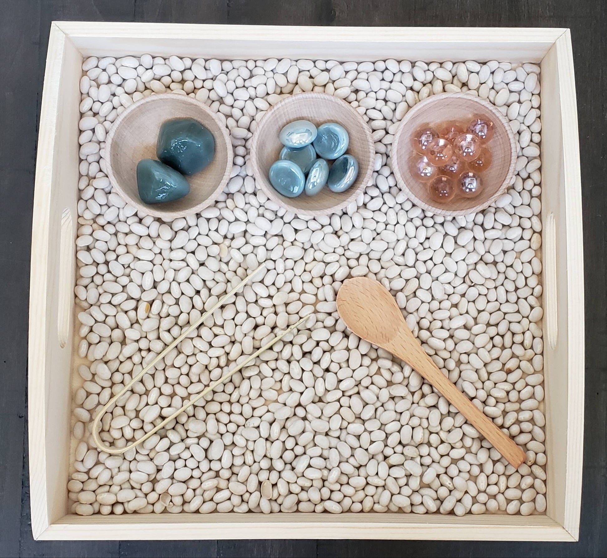 Spooning & Tweezing Sensory Tray, Kids Gift, Montessori Classroom, Reggio Emilia, Waldorf, Teacher Resources