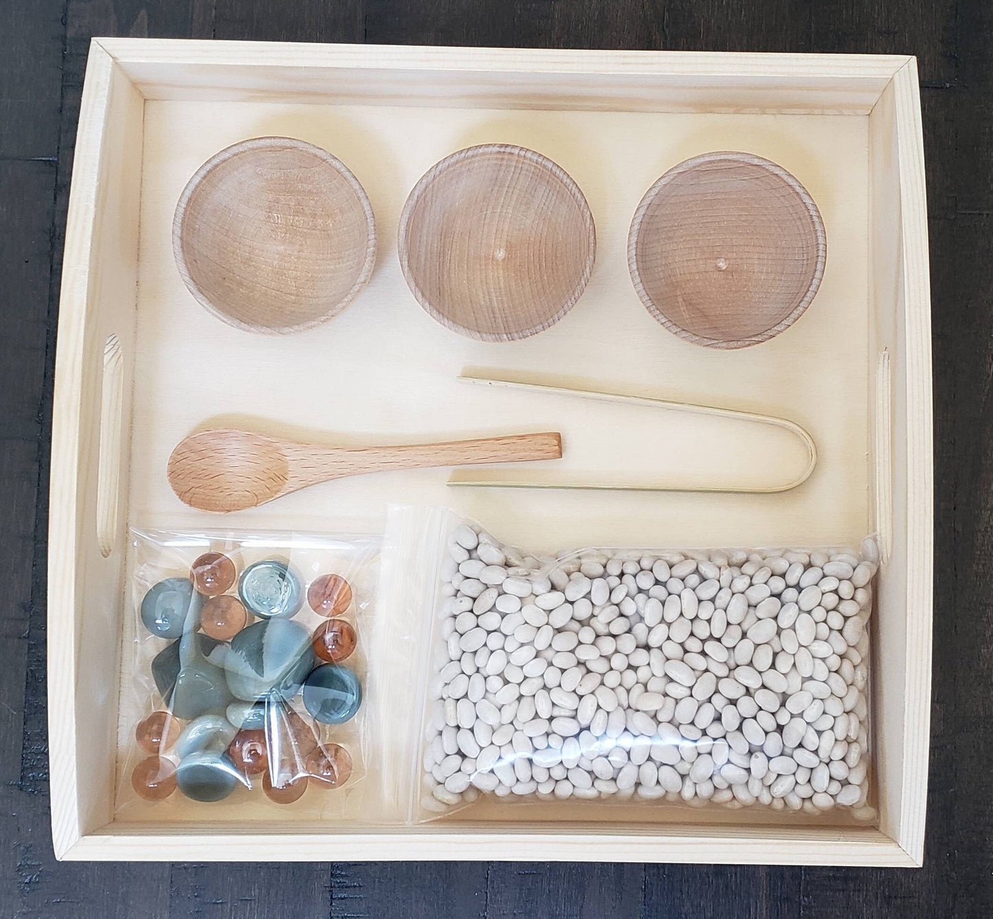 Spooning & Tweezing Sensory Tray, Kids Gift, Montessori Classroom, Reggio Emilia, Waldorf, Teacher Resources