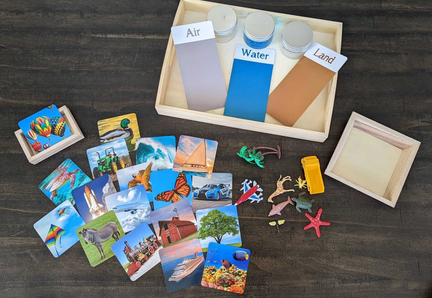 Land/Air/Water Activity Kit, Object Matching, Gift for Kids, Cultural/Geography/Science Montessori, Classroom Activity, Teacher Resources